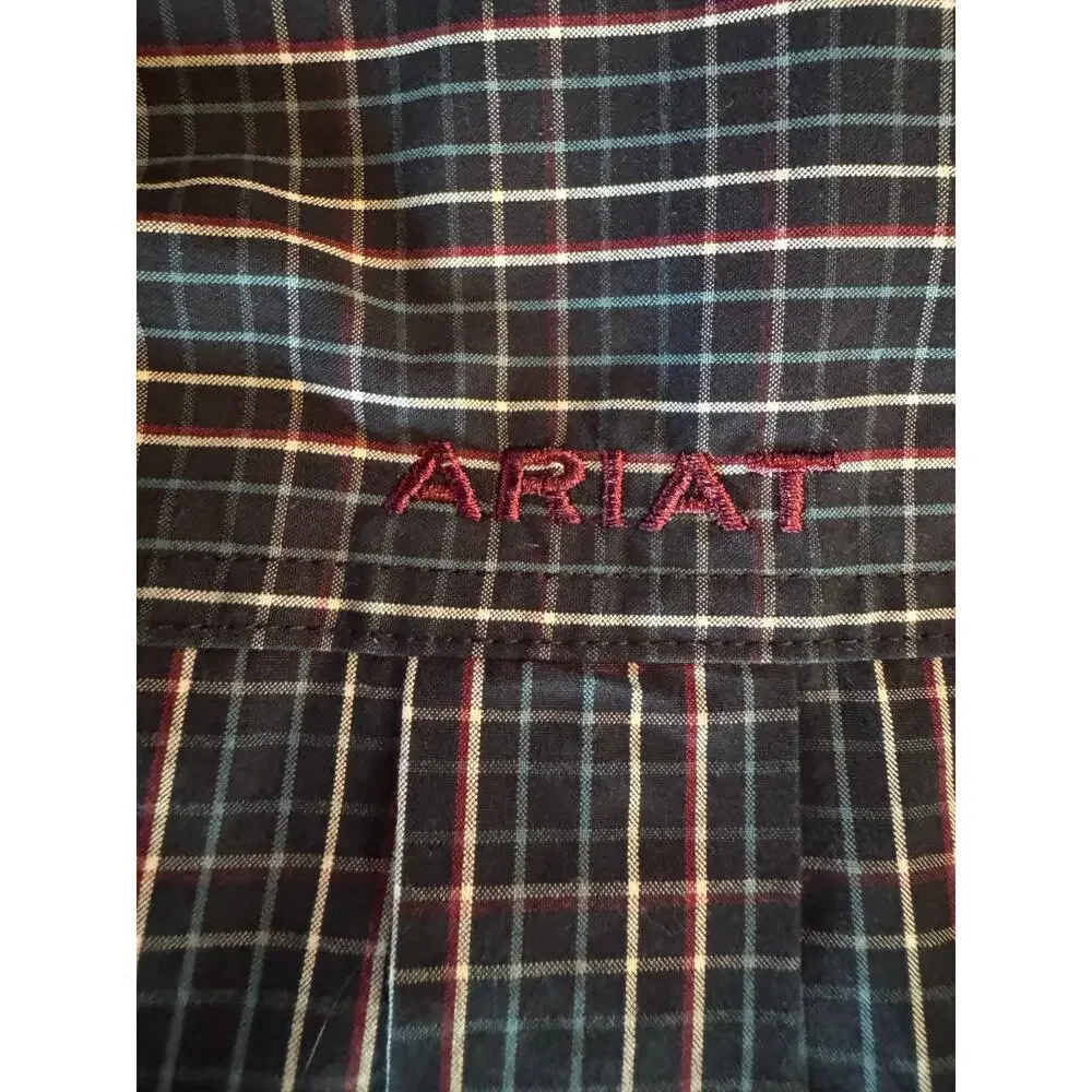 Ariat Pro Series Mens XL Button Down Shirt Lot 2 Blue Plaid Tan Check‎ Western
